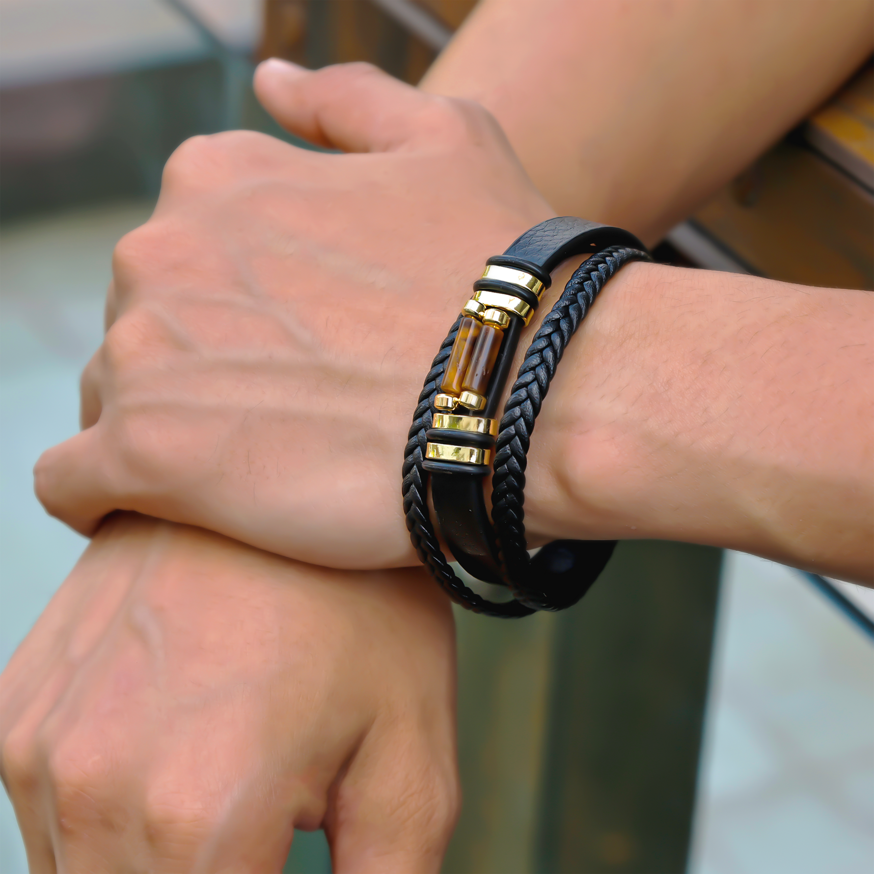 Tiger Eye leather BraceletTiger Eye leather Bracelet