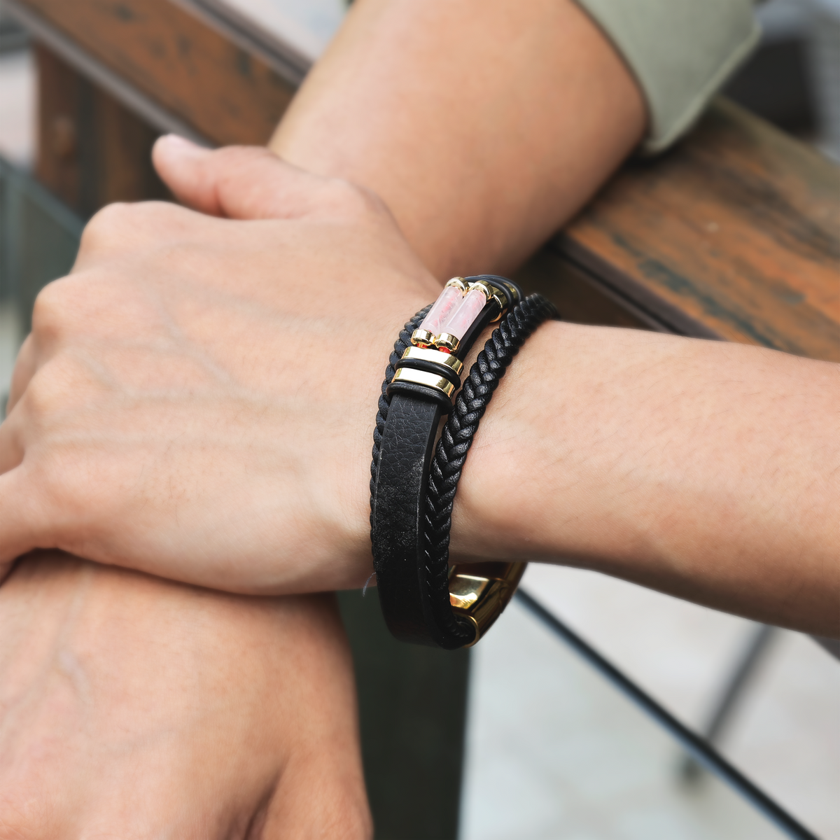 Rose Quartz Leather Bracelet 