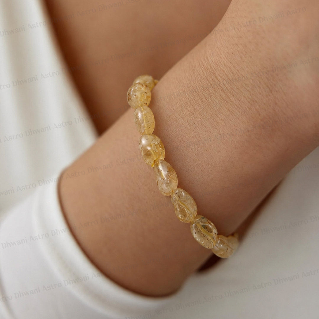 Money and Wealth Attract: Yellow Citrine Tumble Bracelet - Abhimantrit & Certified