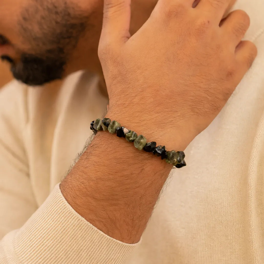 Open your Heart, Foster your love & Understanding: Green Tourmaline Uncut Bracelet