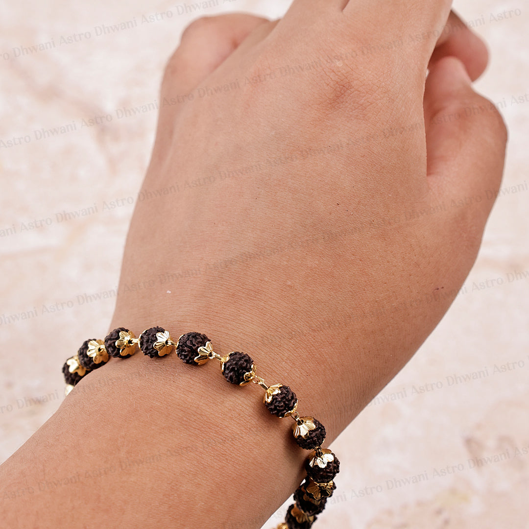 Gold Plated Karungali Malai Bracelet