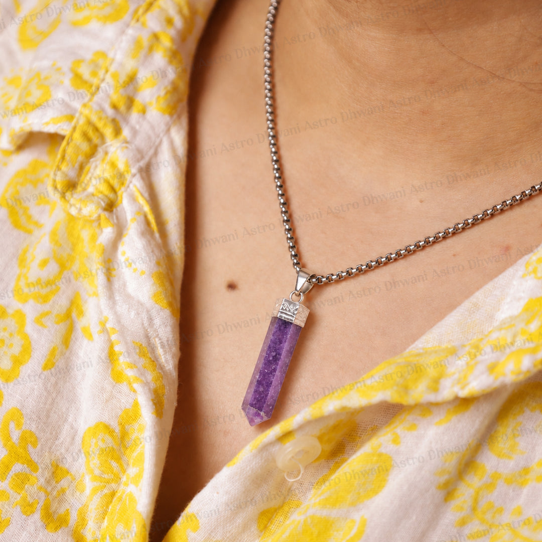 Lepidolite Pencil Pendant - Abhimantrit & Certified