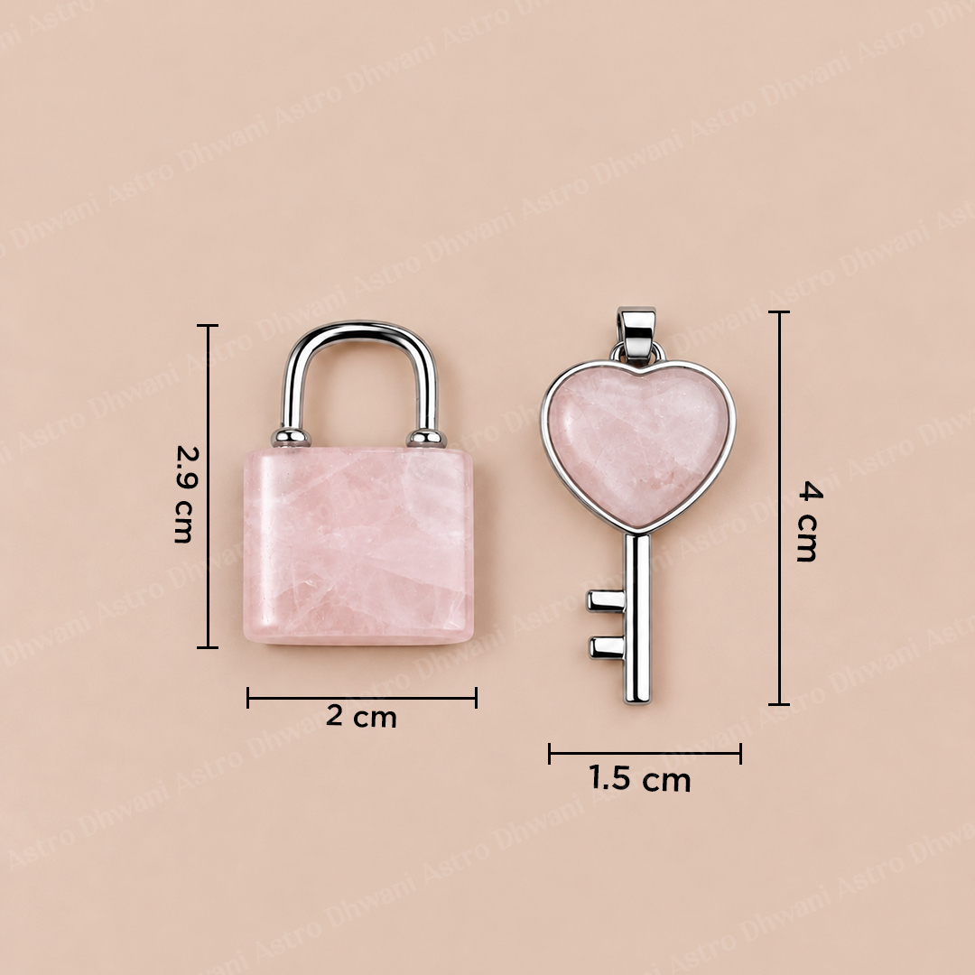 Rose Quartz Lock And Key Pendant -Abhimantrit & Certified