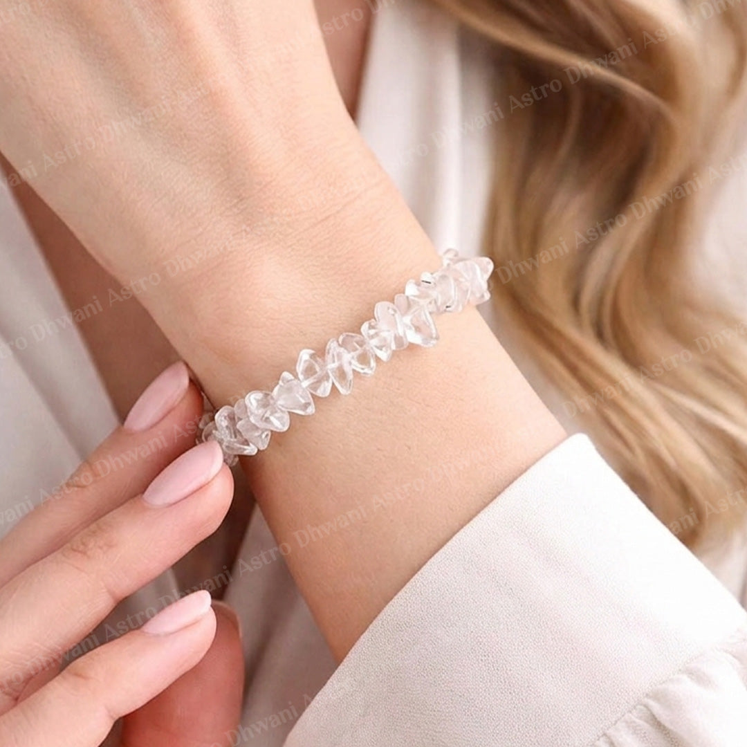 Clear Quratz Crystal Uncut Bracelet - Abhimantrit & Certified