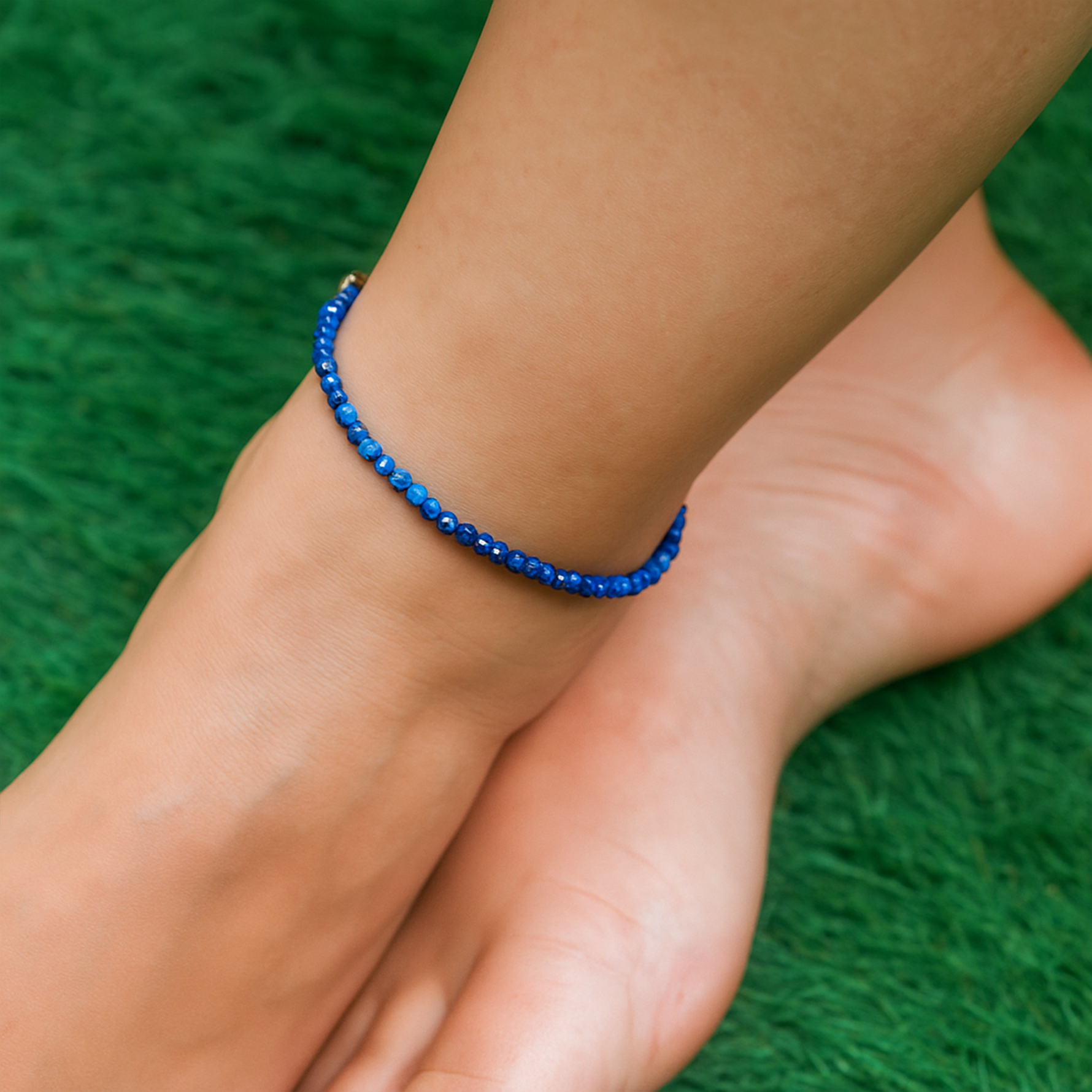 Lapis Lazuli Diamond Cut AnkletLapis Lazuli Diamond Cut Anklet