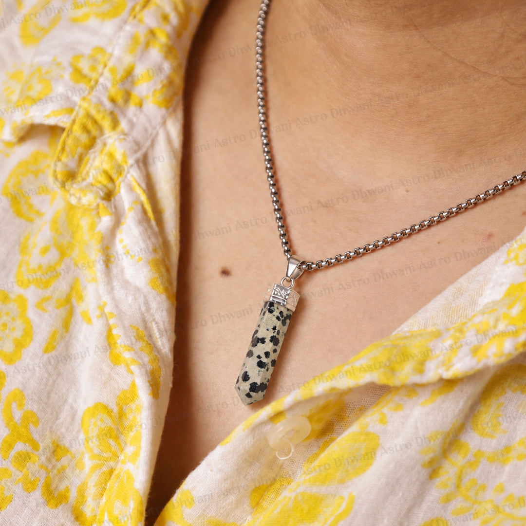 Dalmatian Jasper Pencil Pendant - Abhimantrit & Certified
