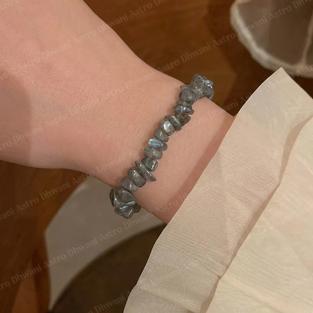 Labradorite Uncut Crystal Bracelet: Release illusion and and Overthink  - Abhimantrit & Certified