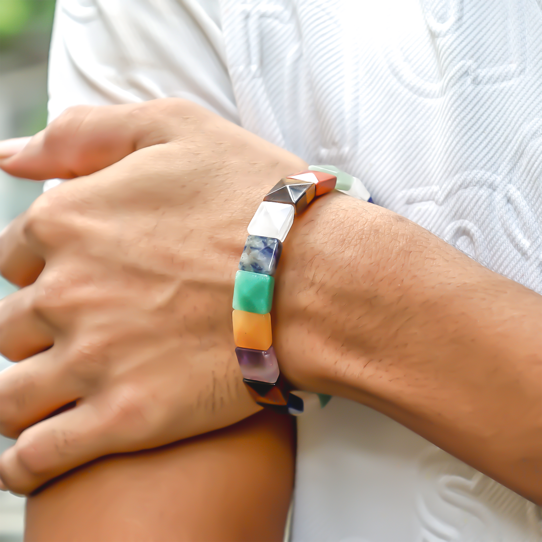 7 Chakra Pyramid Bracelet