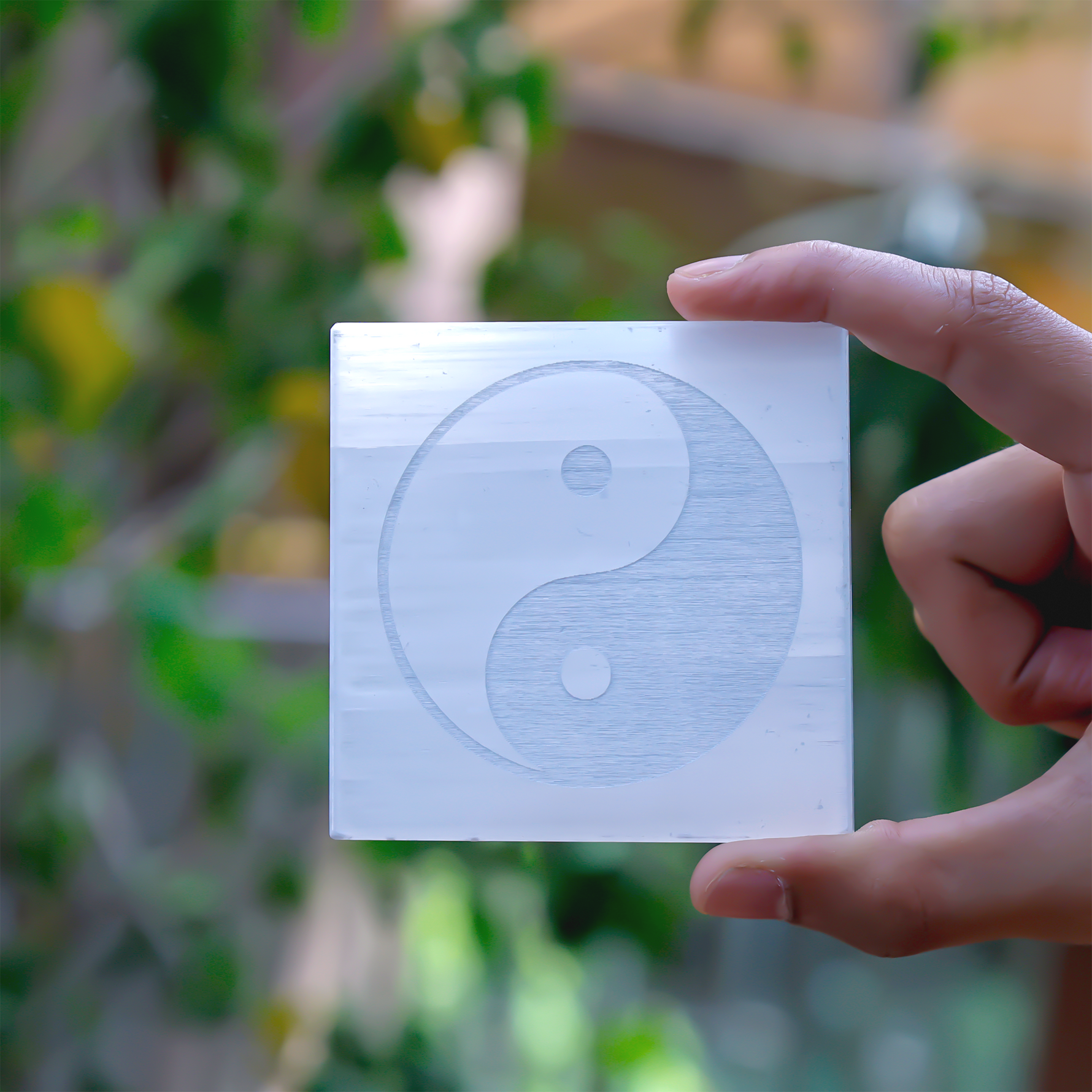 Yin & Yang Selenite Plate Square