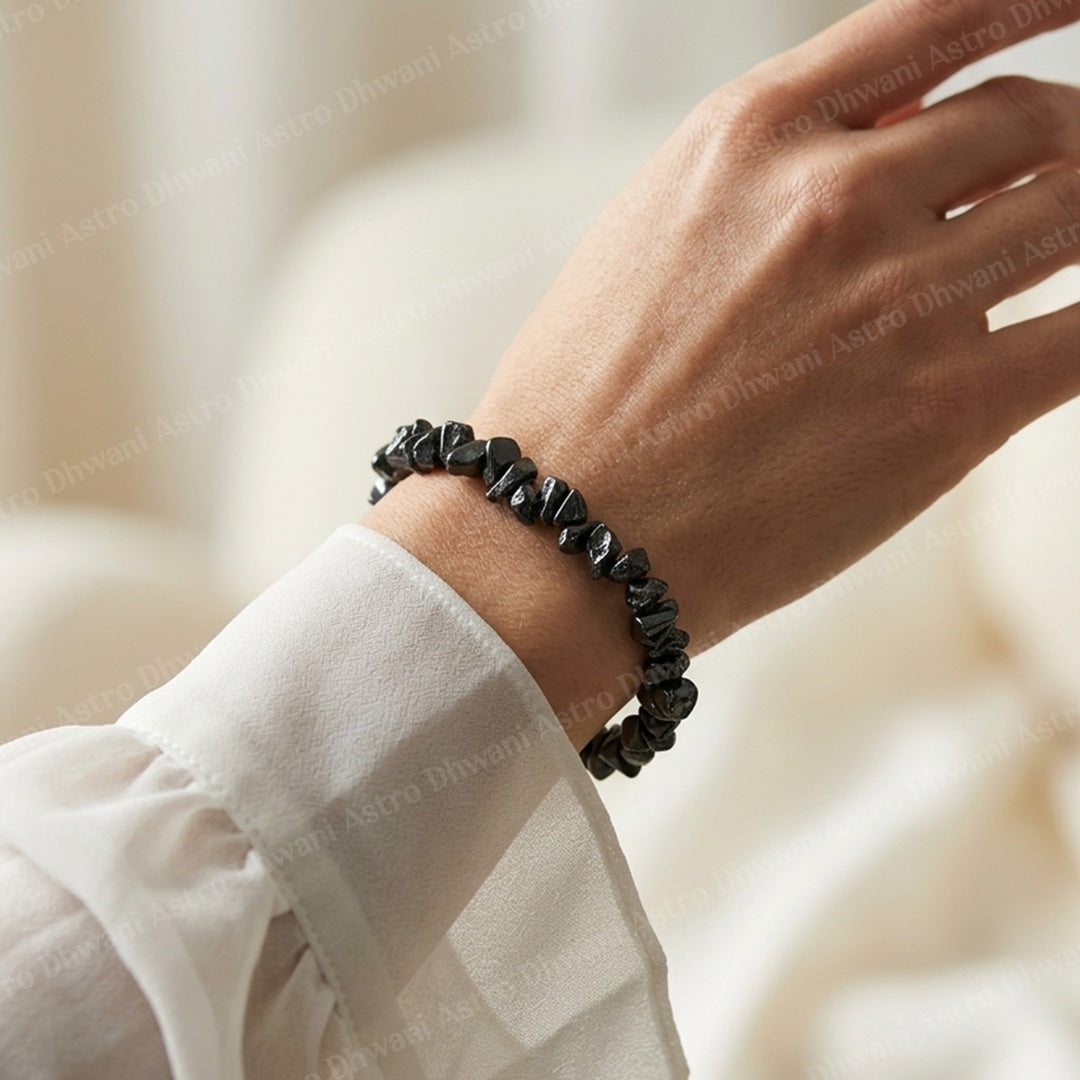 Hematite Uncut Crystal Bracelet - Abhimantrit & Certified