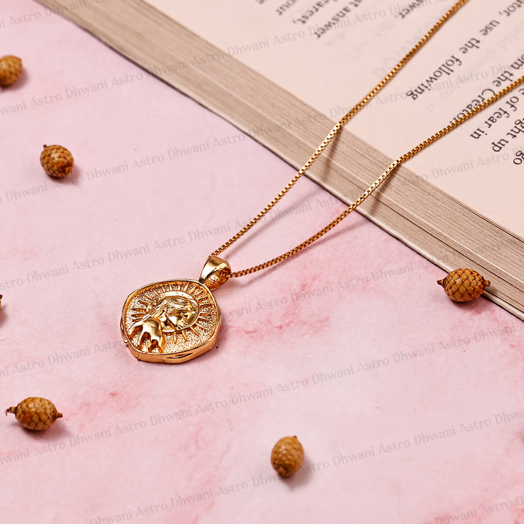 Virgo Zodiac Sing Gold Plated Pendant - Abhimantrit