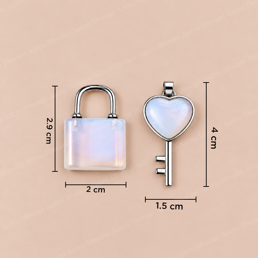 Opalite Lock And Key Pendant -Abhimantrit & Certified