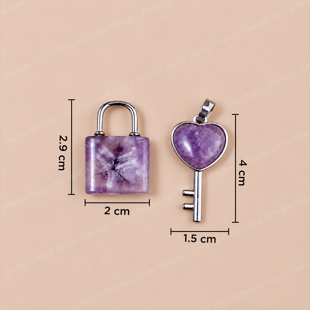 Amethyst Lock And Key Pendant -Abhimantrit & Certified