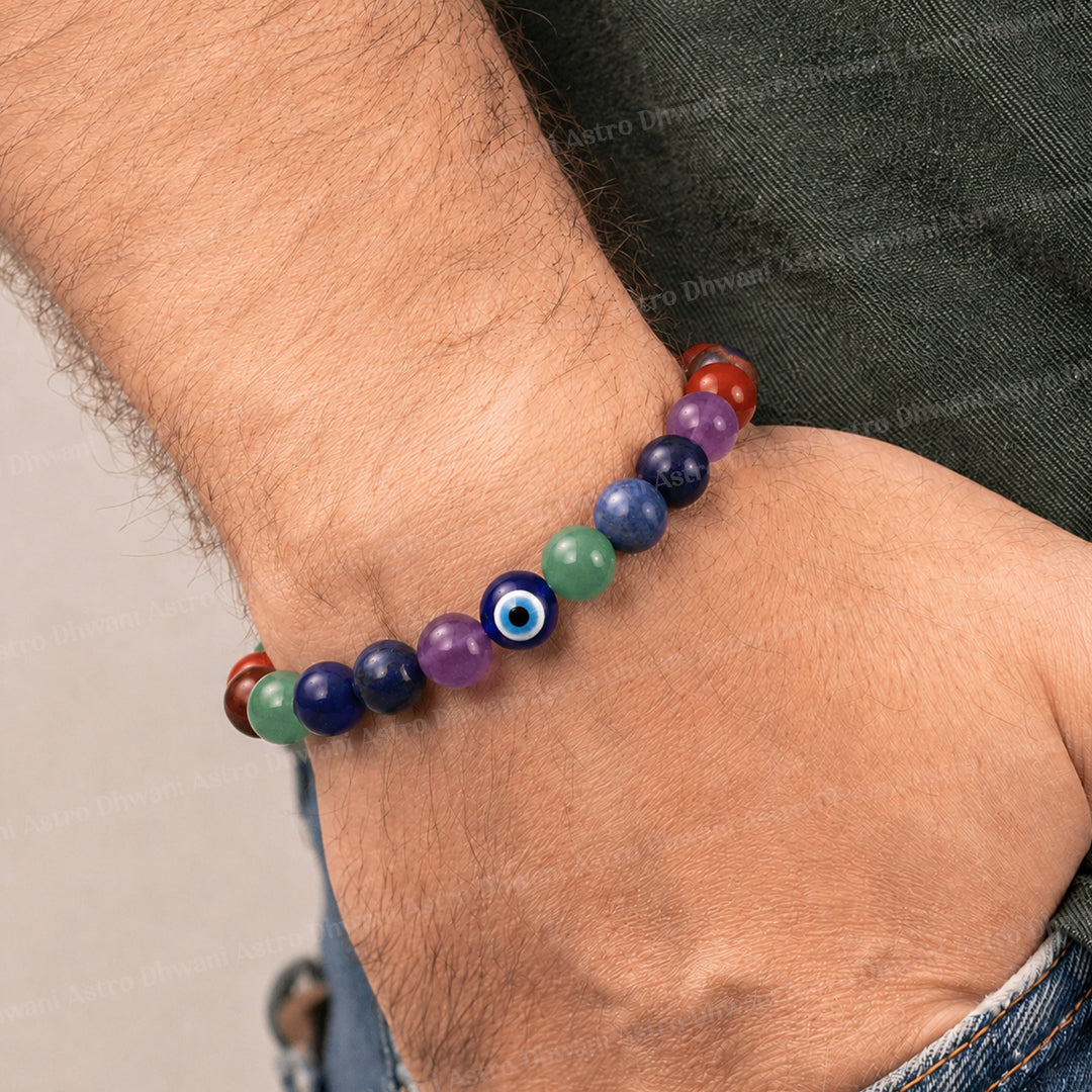 7 chakra with evil eye bracelet-Abhimantrit & Certified