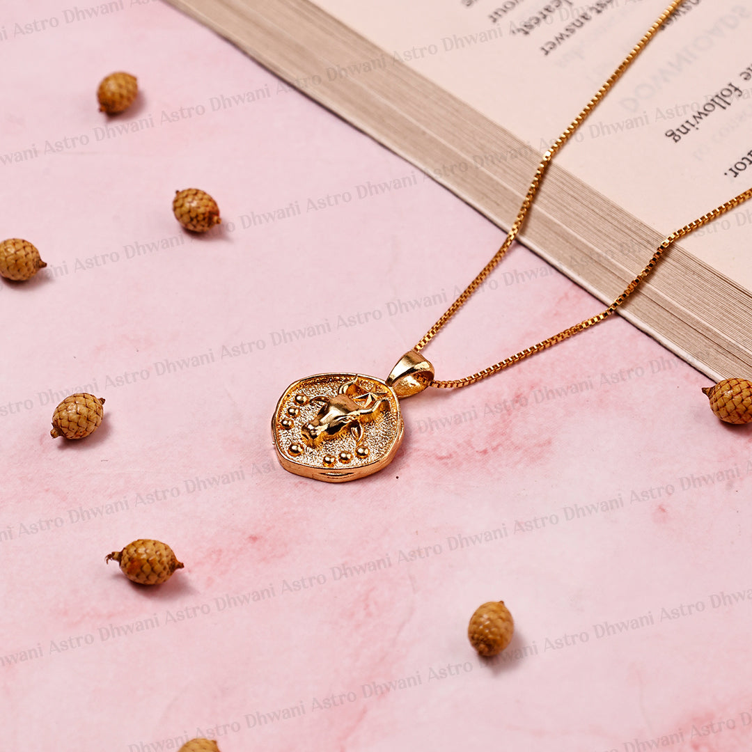 Taurus Zodiac Sing Gold Plated Pendant for Comfort & Abundance
