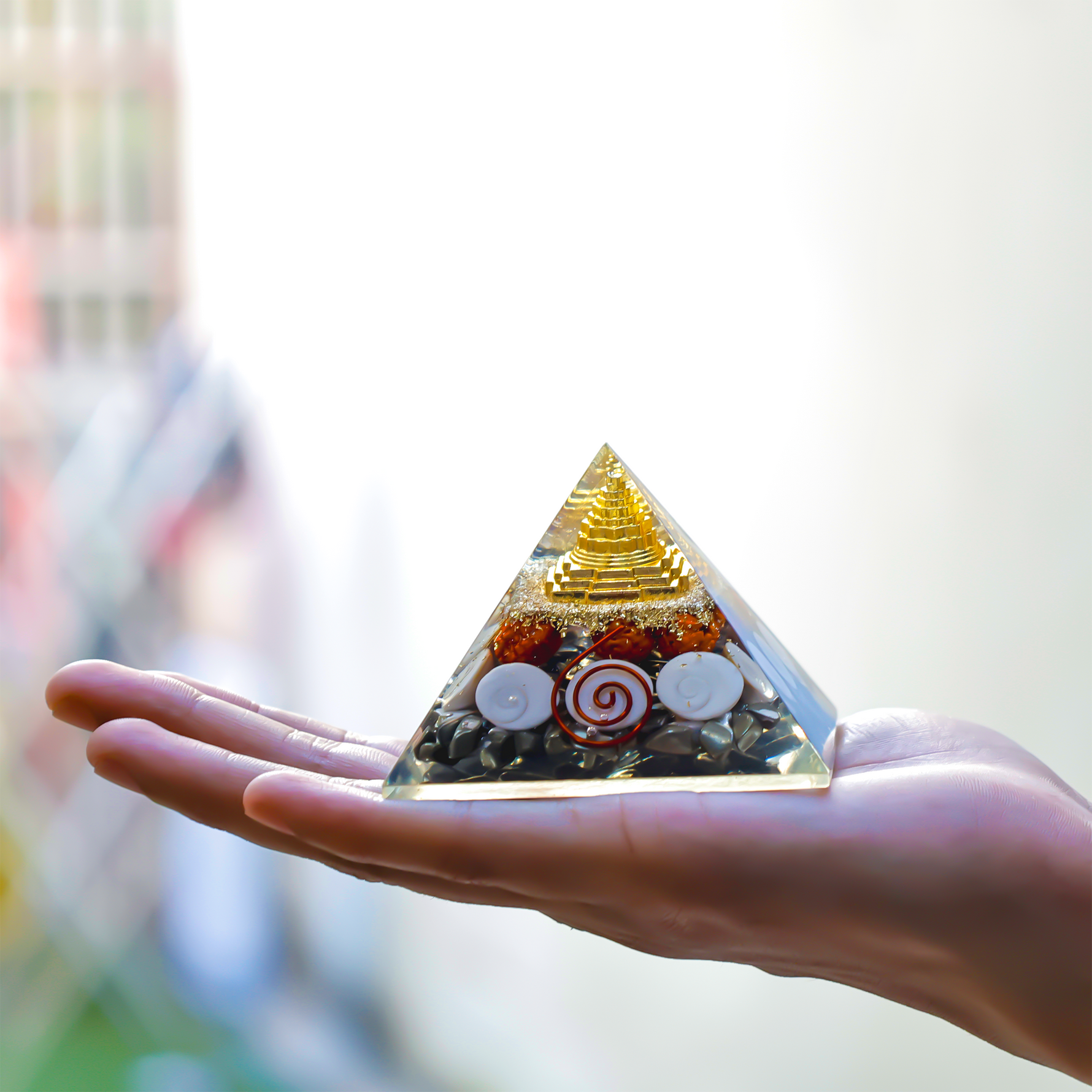 Laxmi & Vishnu with Pyrite Pyramid