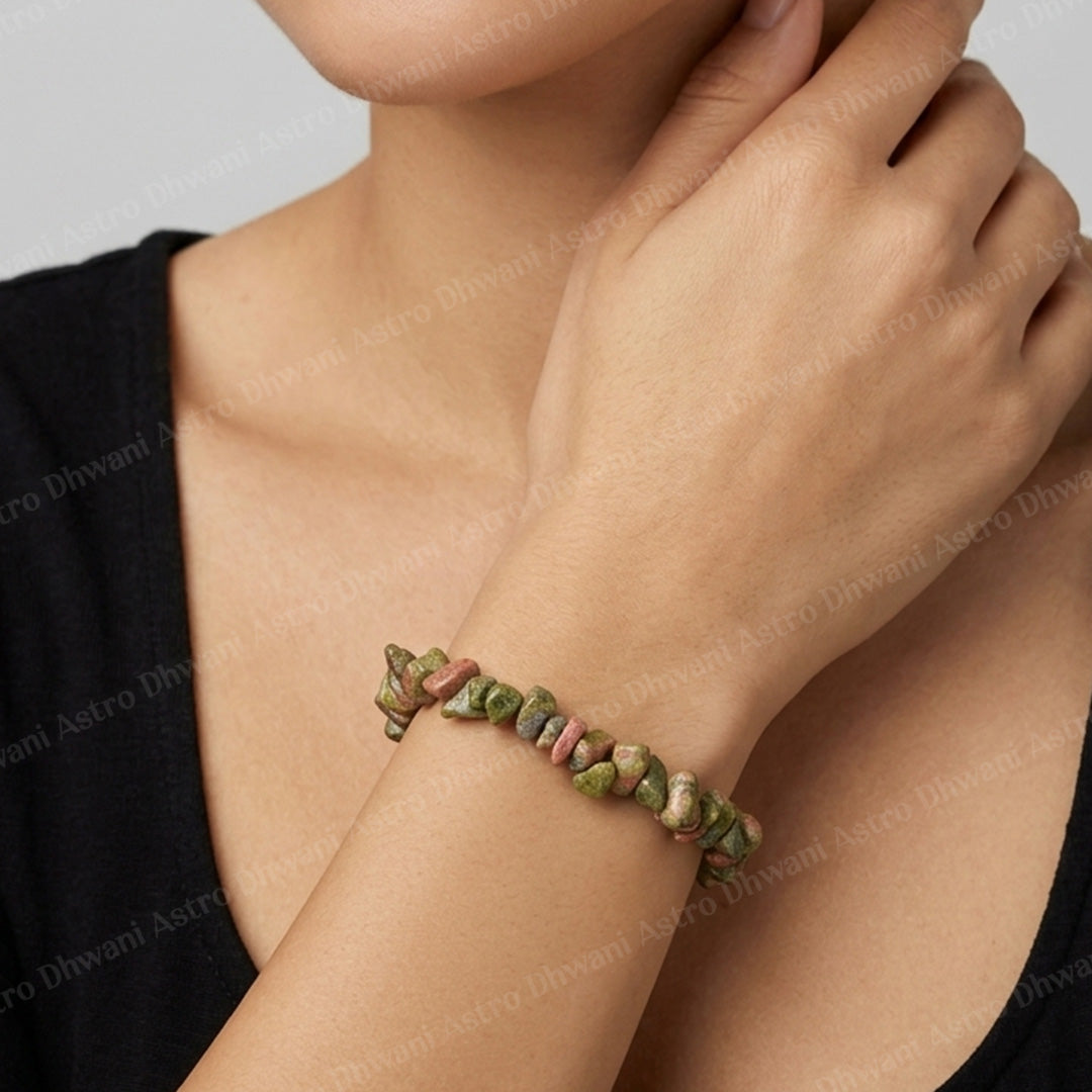 Unakite Uncut Crystal Bracelet - Abhimantrit & Certified