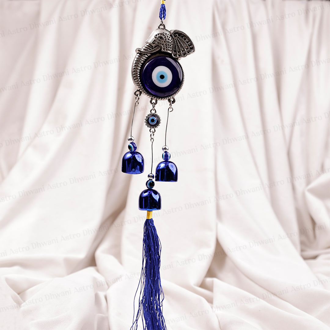 Elephant Evil Eye with 3 Bells Hanging - Abhimantrit