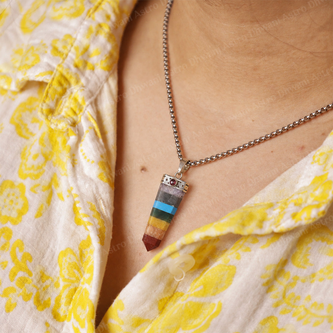 Seven Chakra Multi Stone Pendant - Abhimantrit & Certified