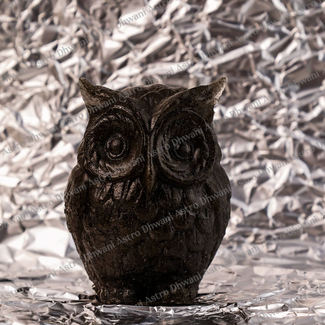 Pyrite Dust Owl Statue – Decorative Symbol of Wisdom & Prosperity - Abhimantrit