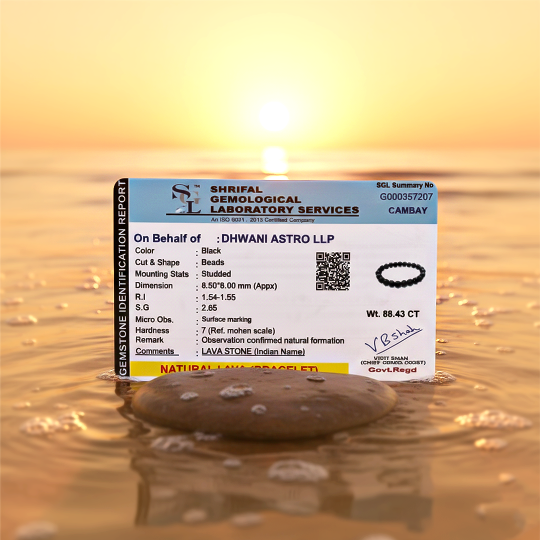 Gemstone certification report with a sunset backgroundLava Stone Bracelet - Grounding & Protection Energy Bracelet