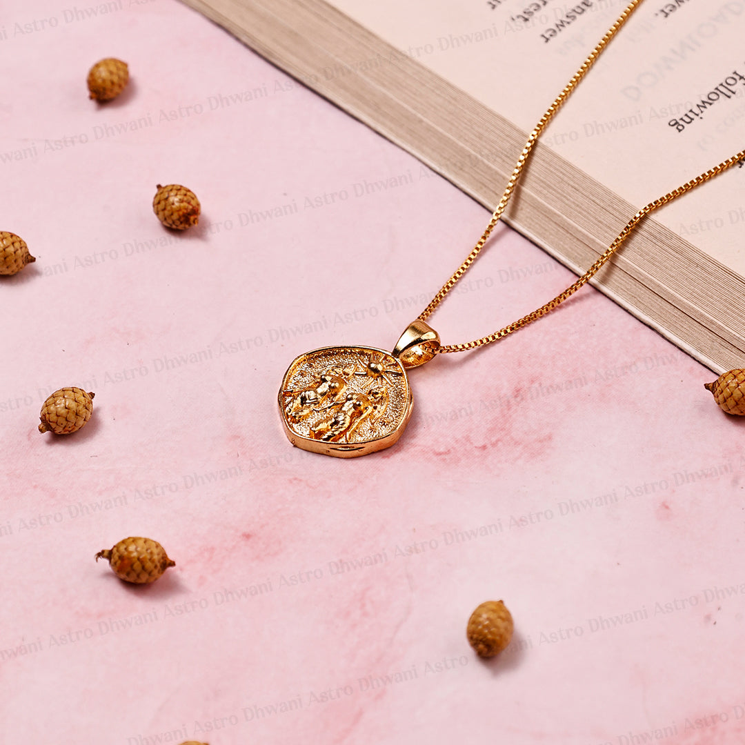 Gemini Zodiac Sign Gold Plated Pendant for Men & Women