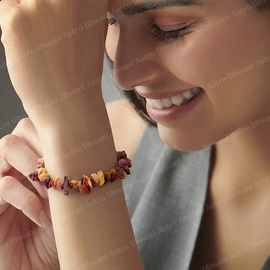 Mookaite Jasper Uncut Crystal Bracelet - Abhimantrit & Certified