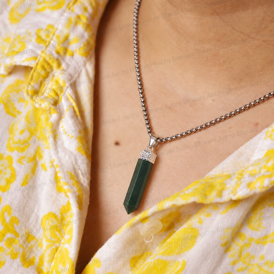 Green Jade Pencil Pendant - Abhimantrit & Certified