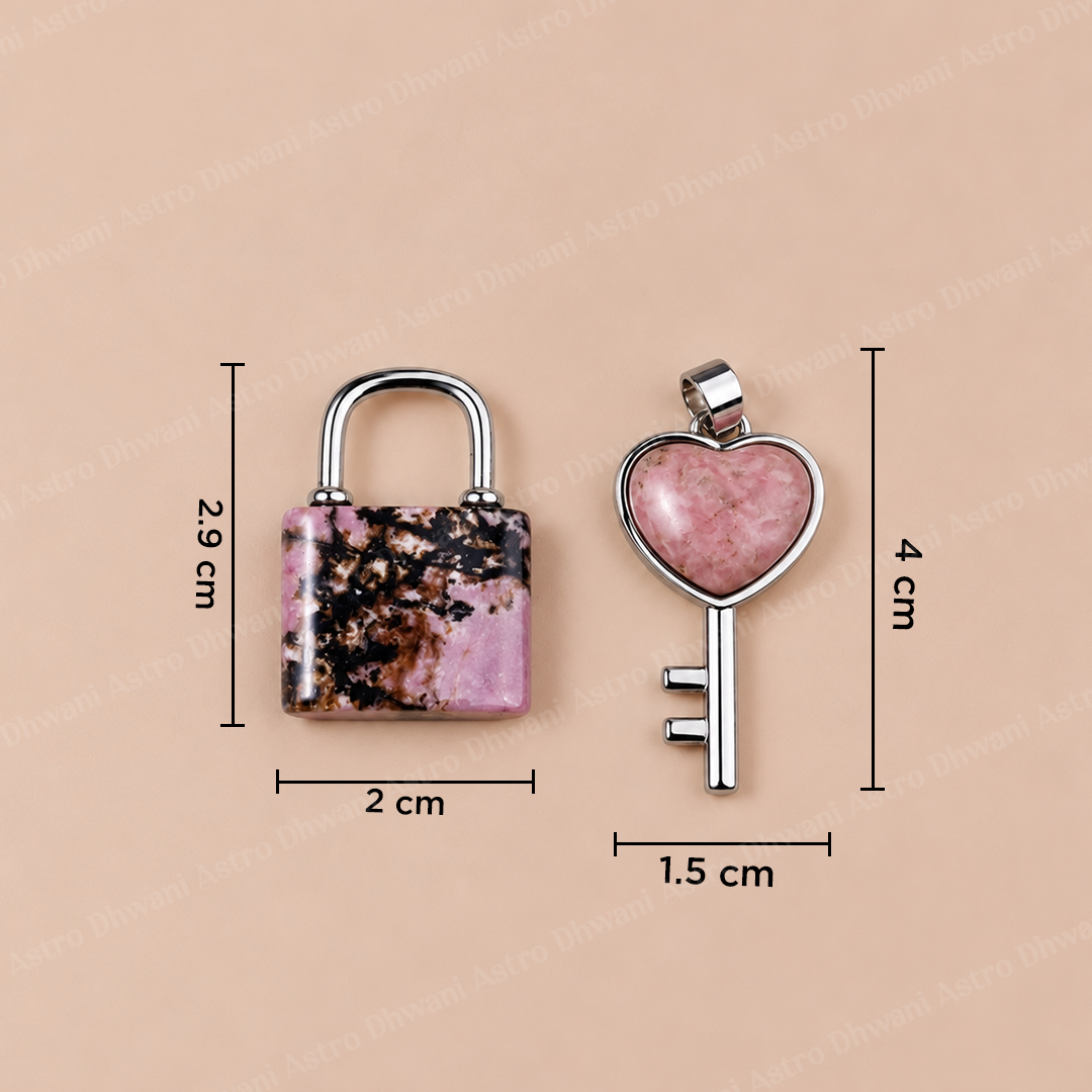 Rhodonite Lock And Key Pendant -Abhimantrit & Certified