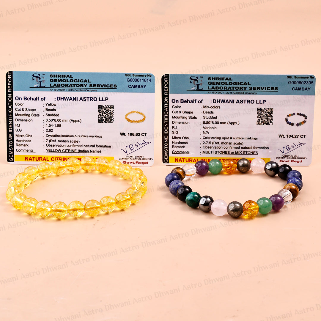 Sarkari Naukari ka Ramban: Govt & Competitive Exam & Yellow Citrine Bracelet - Abhimantrit & Certified
