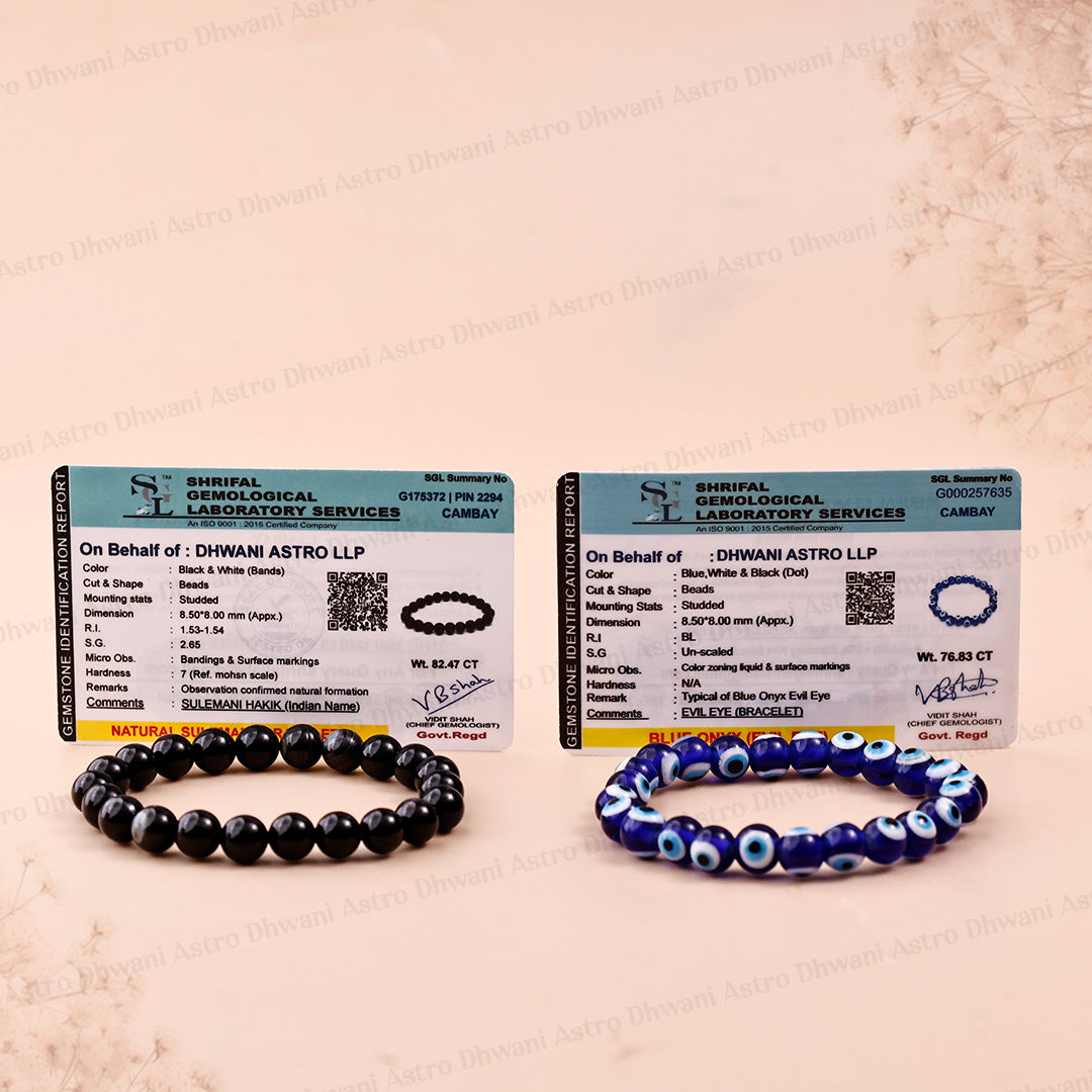 Protection Brahmastra (Evil Eye Bracelet & Black Sulemani Bracelet) - Abhimantrit & Certified