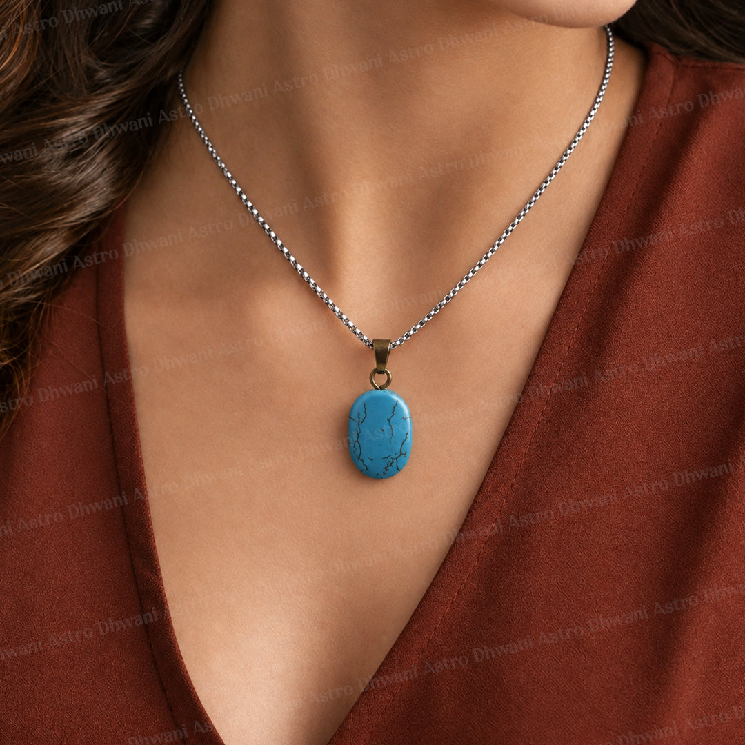 Natural Firoza Pendant - Abhimantrit & Certified