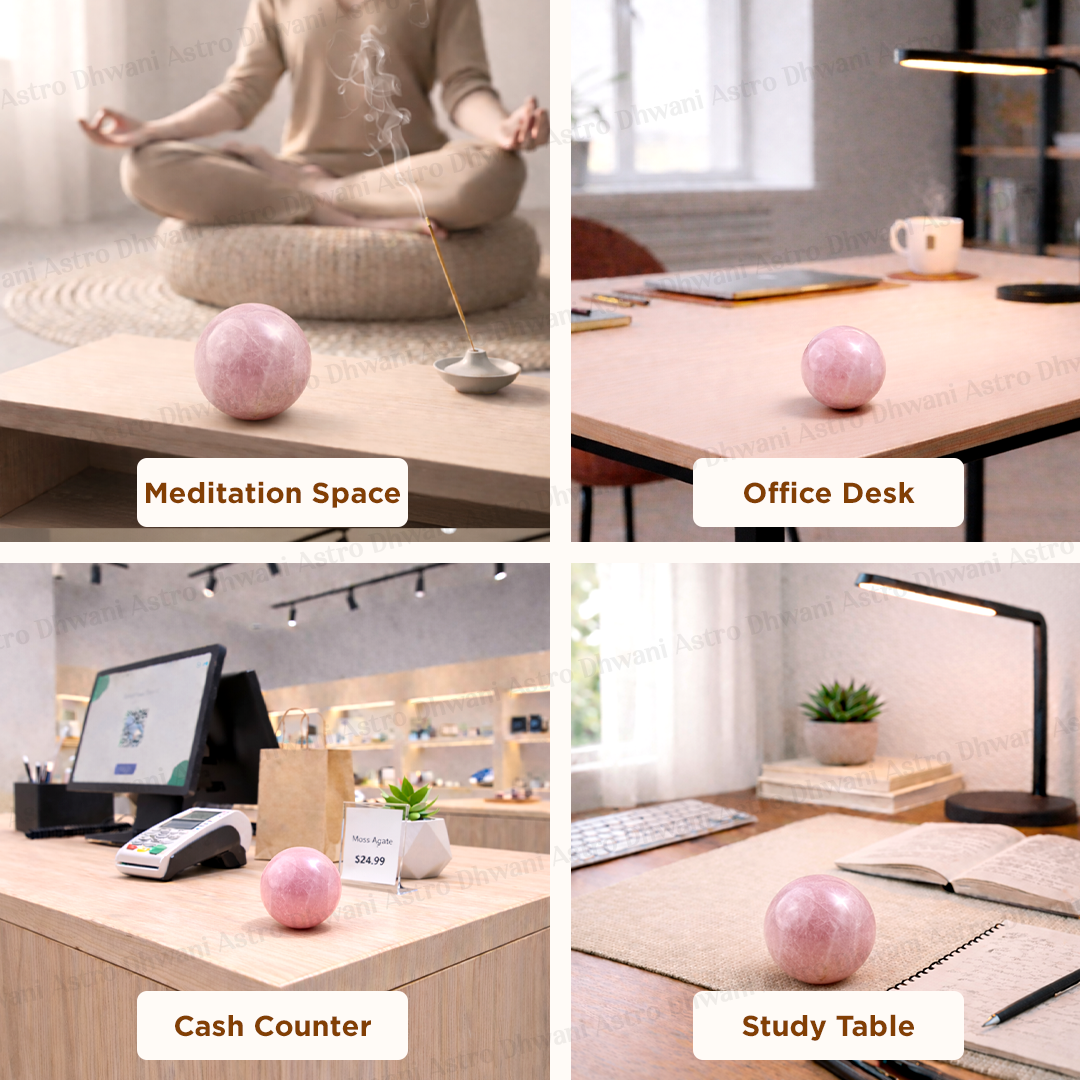 Natural Rose Quartz Crystal Ball Abhimantrit Certified