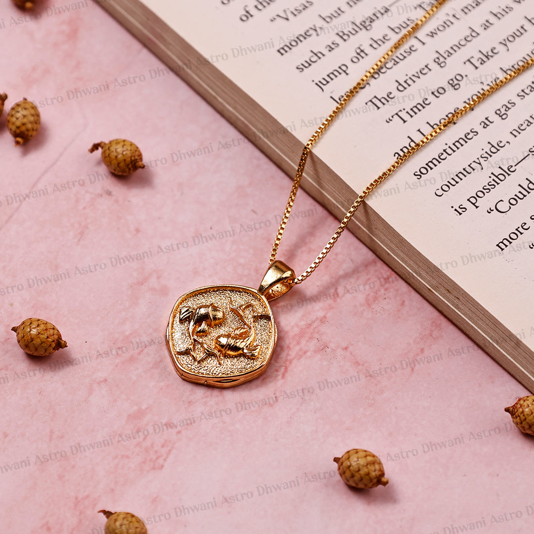 Pisces Zodiac Sign Gold Plated Pendant for Energy & Emotional Healing