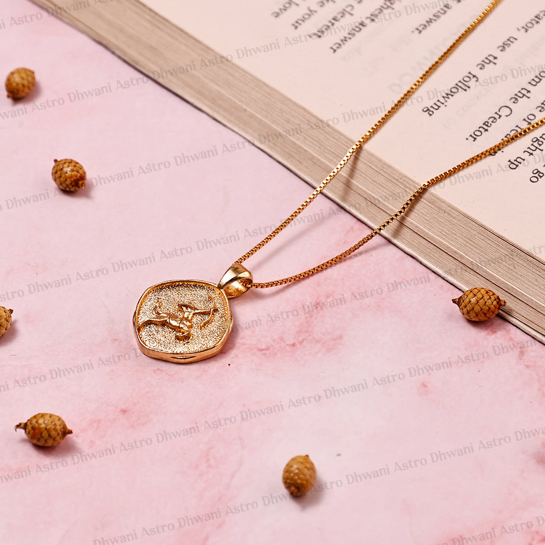 Sagittarius Zodiac Sing Gold Plated Pendant