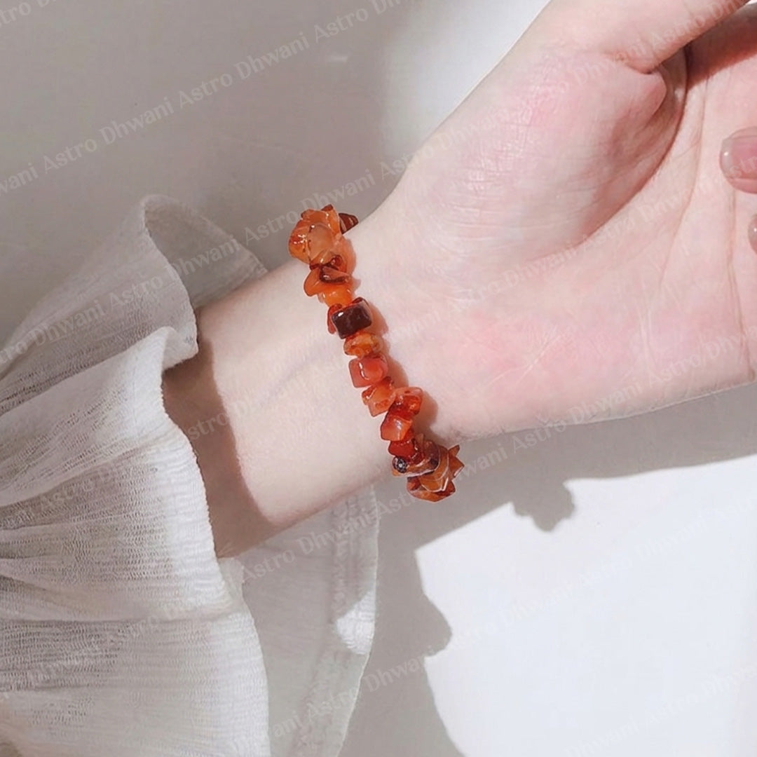 Carnelian Uncut Bracelet Supports In Achieving Goals - Abhimantrit & Certified