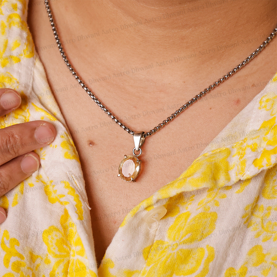 High Financial Status, Success in Job & Profession: Yellow Citrine Crystal Pendant - Abhimantrit & Certified