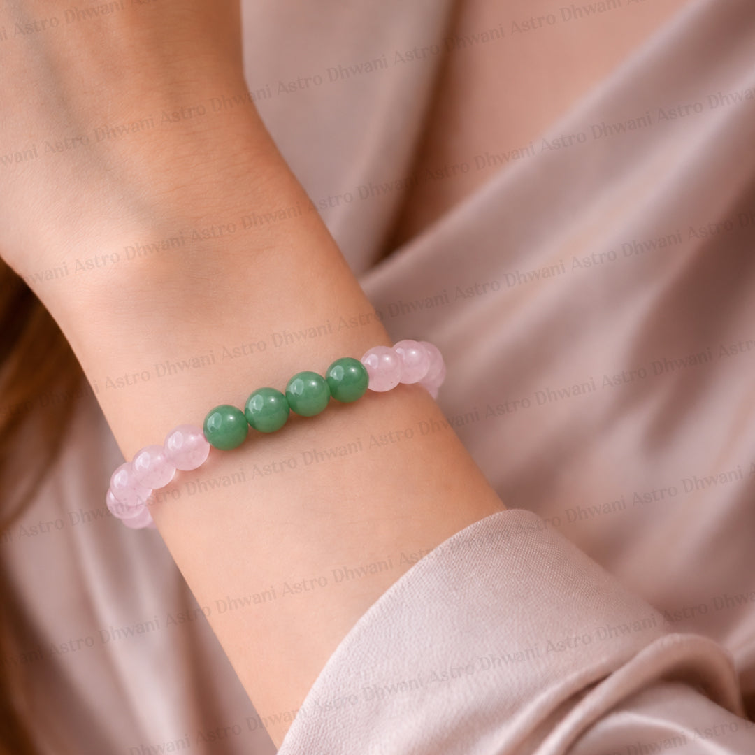 Grow Together Couple Combo Bracelet (Rose Quartz & Green Aventurine Bracelet) - Abhimantrit & Certified