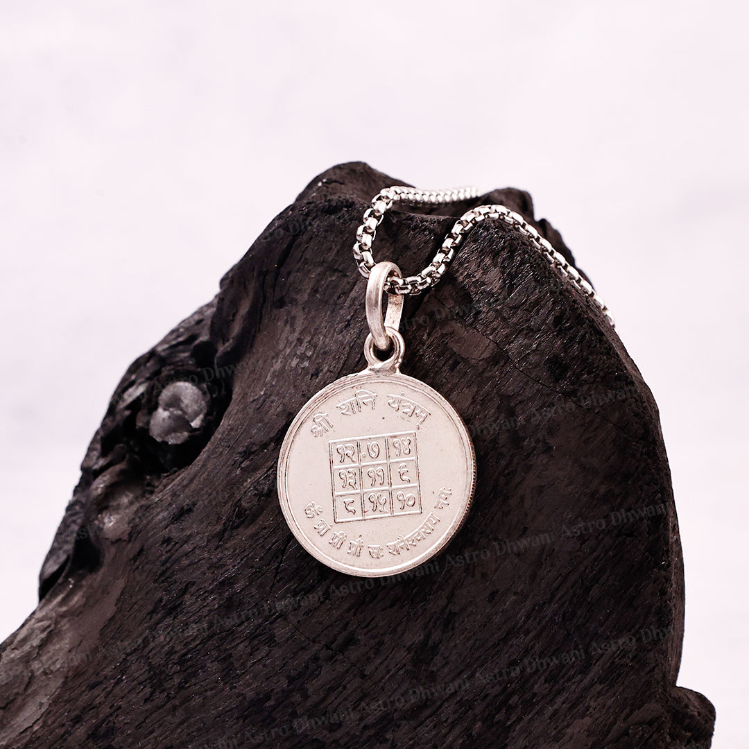 Shani Yantra (Pure Silver) Pendant - Abhimantrit