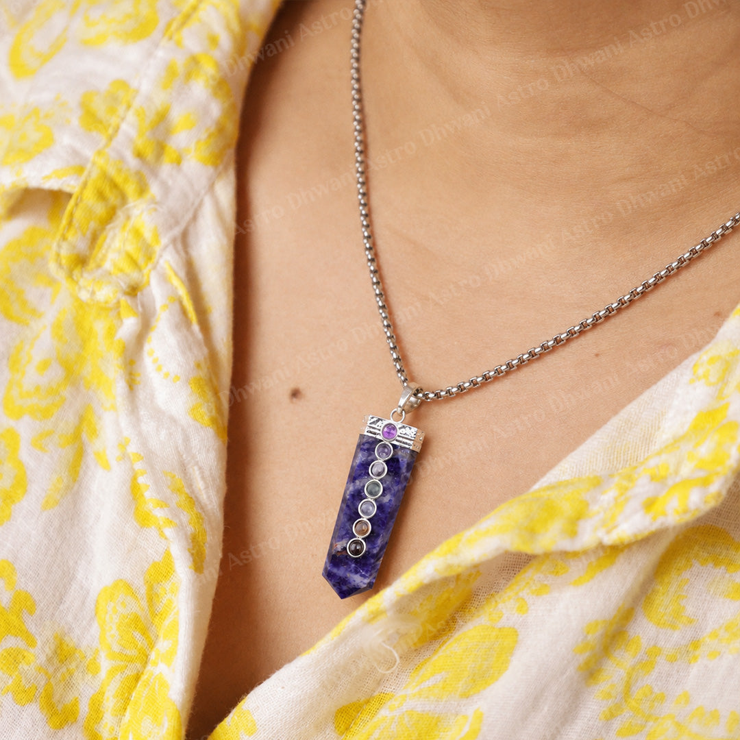Sodalite Seven Chakra Stone Pendant - Abhimantrit & Certified