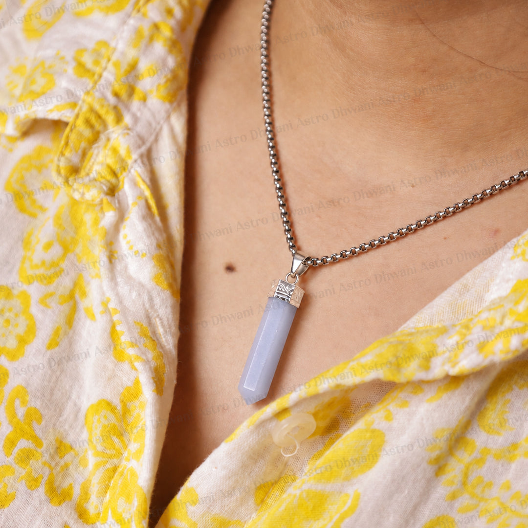 Angelite Pencil Pendant - Abhimantrit & Certified