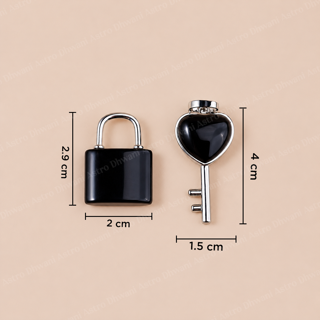 Black Obsidian Lock And Key Pendant -Abhimantrit & Certified