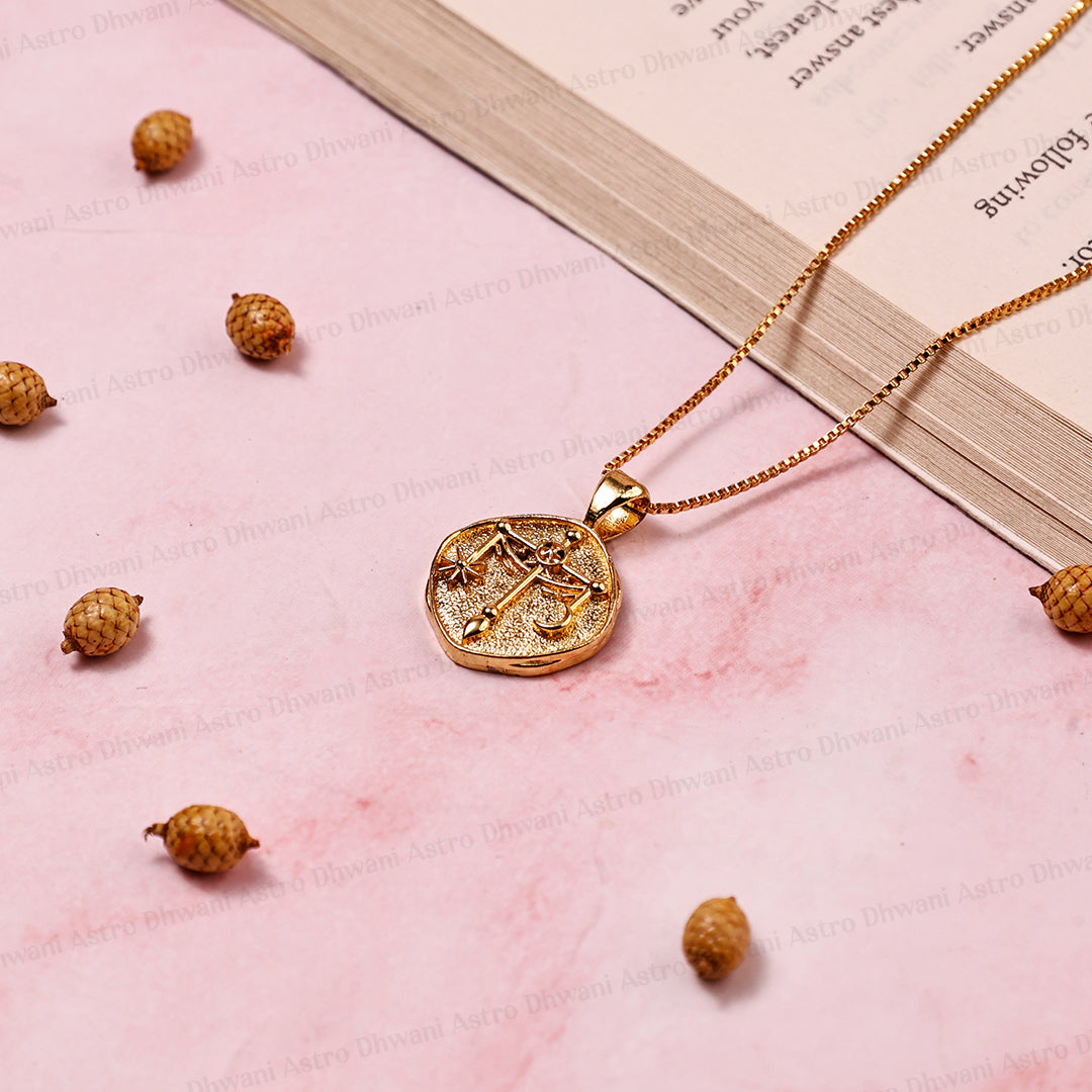 Libra Zodiac Sign Gold Plated Pendant for Beauty & Elegance