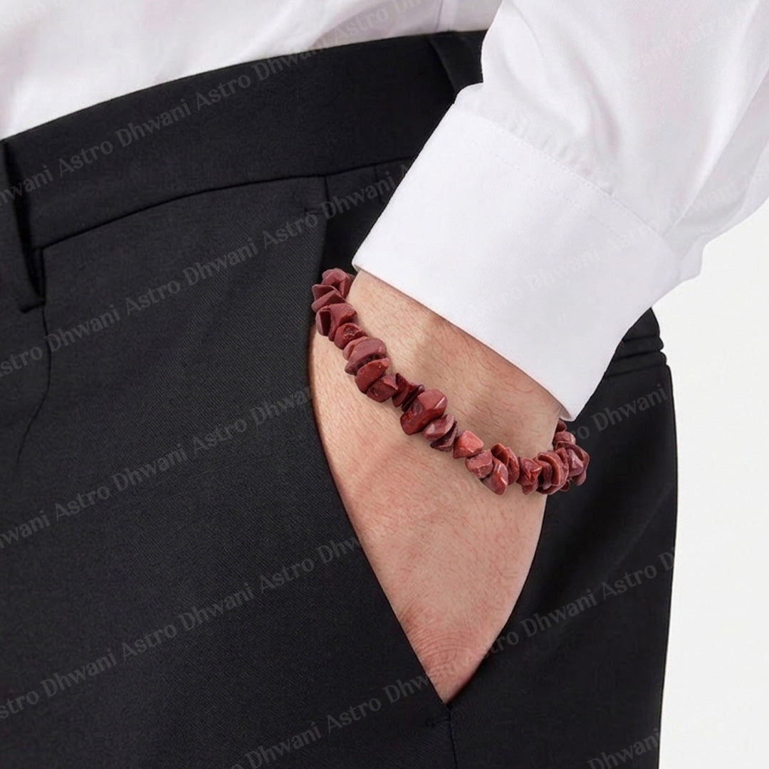 Red Jasper Uncut Bracelet for Strength, Stability & Grounding Energy - Abhimantrit & Certified