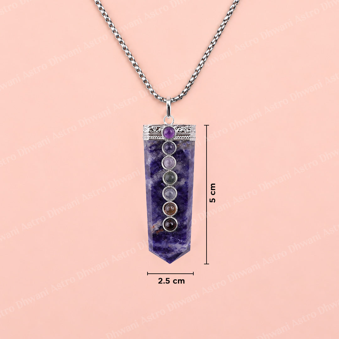 Sodalite Seven Chakra Stone Pendant - Abhimantrit & Certified