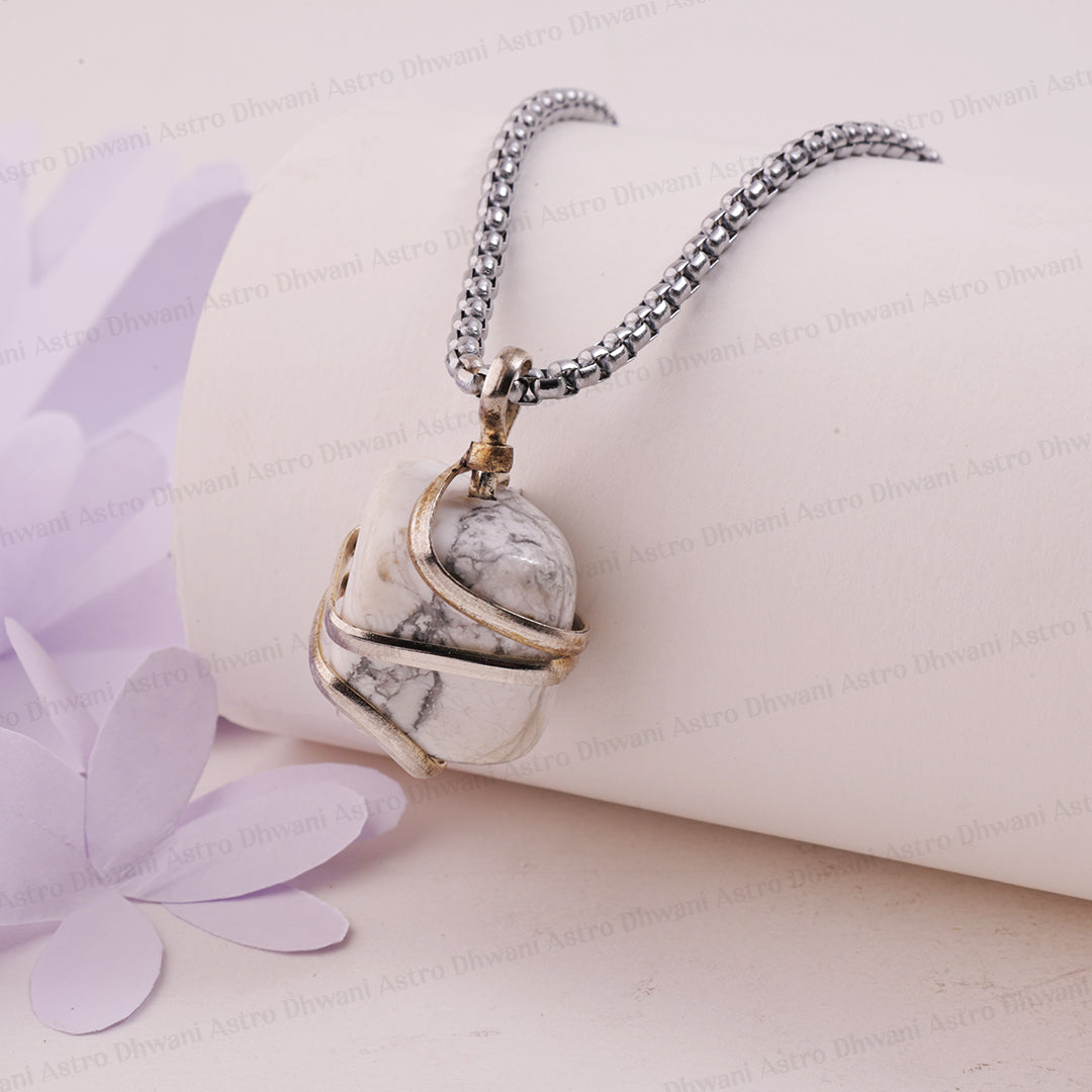 Howlite Wrapping Pendant ( Memory, Pain & Stress) - Abhimantrit & Certified