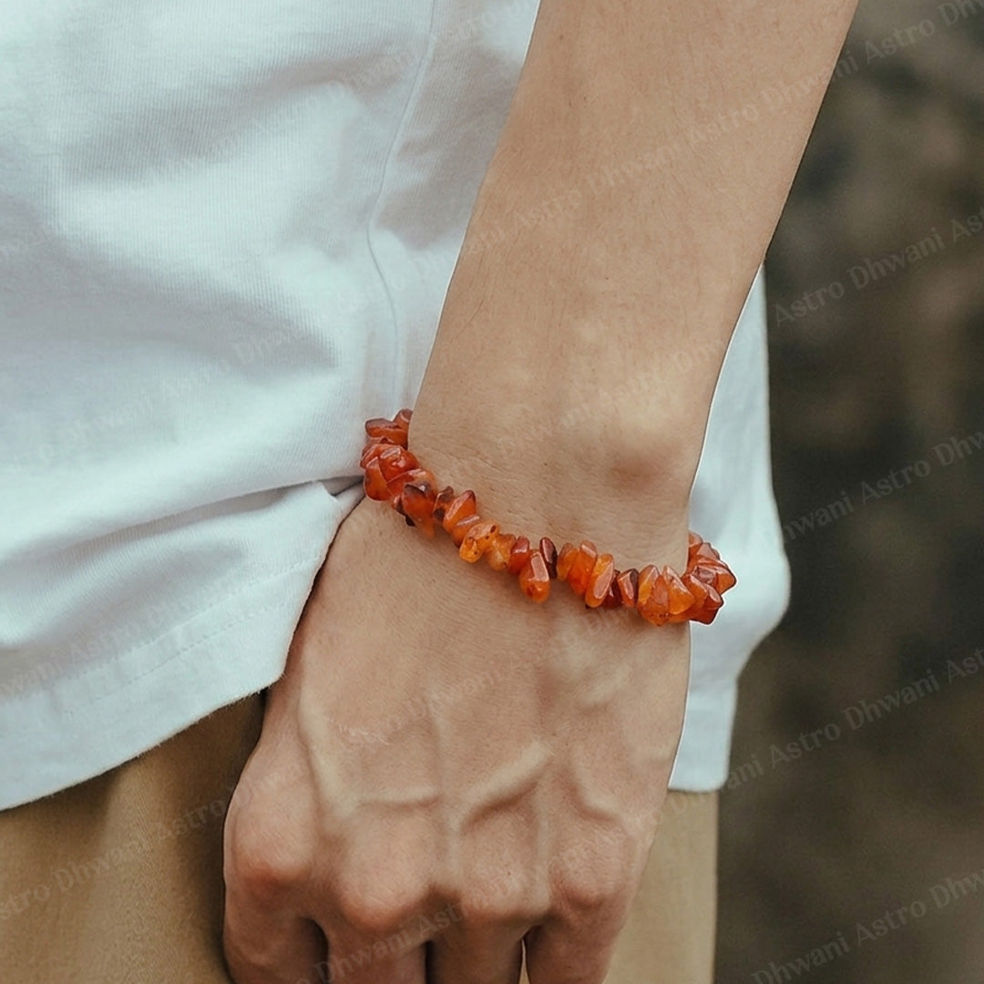Carnelian Uncut Bracelet Supports In Achieving Goals - Abhimantrit & Certified
