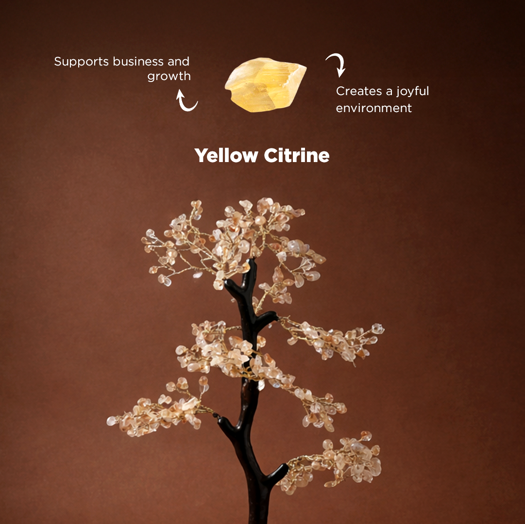 High Financial Status, Success in Job & Profession: Yellow Citrine Tree - Abhimantrit
