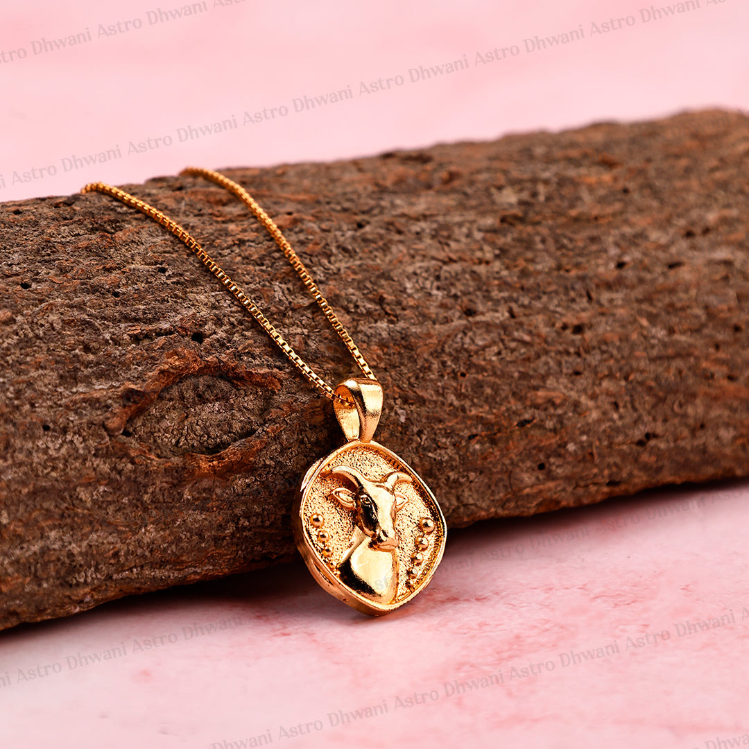 Capricorn Zodiac Sing Gold Plated Pendant for Career Growth