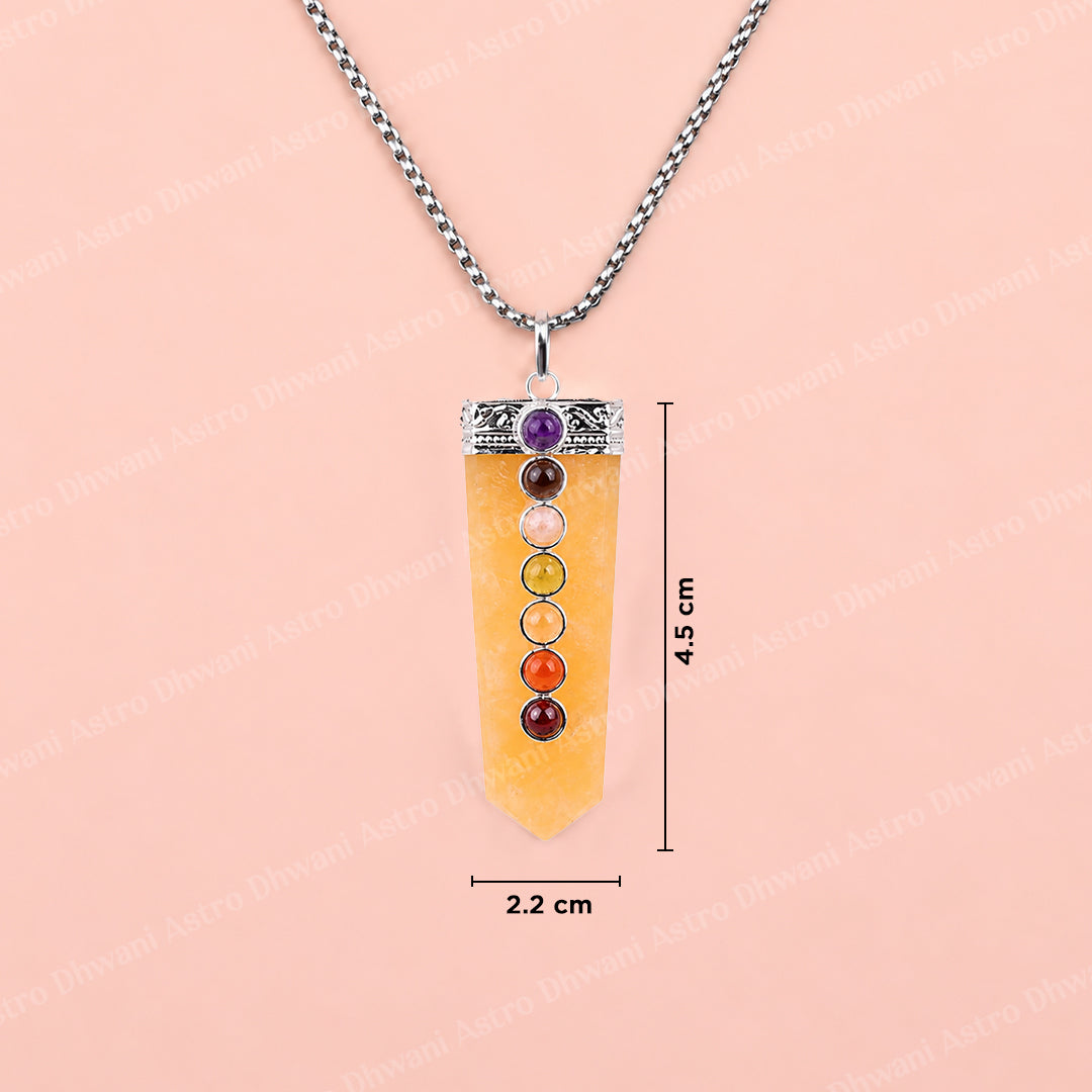 Yellow Aventurine Seven Chakra Stone Pendant - Abhimantrit & Certified